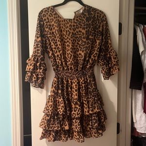 Vestique leopard ruffle dress